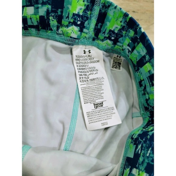 Under Armour Girls HeatGear Capri Leggings Green Blue Large - Picture 3 of 5